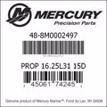Bar codes for Mercury Marine part number 48-8M0002497