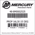 Bar codes for Mercury Marine part number 48-8M0002525