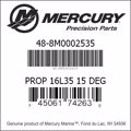 Bar codes for Mercury Marine part number 48-8M0002535