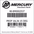 Bar codes for Mercury Marine part number 48-8M0002537