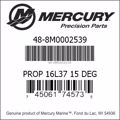 Bar codes for Mercury Marine part number 48-8M0002539