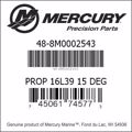 Bar codes for Mercury Marine part number 48-8M0002543