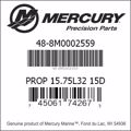 Bar codes for Mercury Marine part number 48-8M0002559