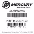 Bar codes for Mercury Marine part number 48-8M0002570