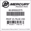 Bar codes for Mercury Marine part number 48-8M0002575