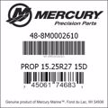 Bar codes for Mercury Marine part number 48-8M0002610