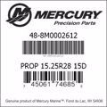 Bar codes for Mercury Marine part number 48-8M0002612