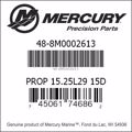 Bar codes for Mercury Marine part number 48-8M0002613