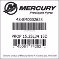 Bar codes for Mercury Marine part number 48-8M0002623