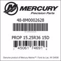 Bar codes for Mercury Marine part number 48-8M0002628