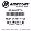 Bar codes for Mercury Marine part number 48-8M0002630