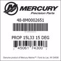 Bar codes for Mercury Marine part number 48-8M0002651