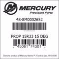 Bar codes for Mercury Marine part number 48-8M0002652
