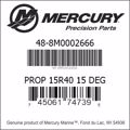 Bar codes for Mercury Marine part number 48-8M0002666
