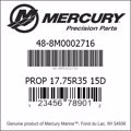 Bar codes for Mercury Marine part number 48-8M0002716