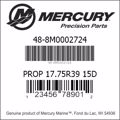 Bar codes for Mercury Marine part number 48-8M0002724