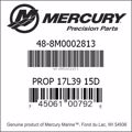 Bar codes for Mercury Marine part number 48-8M0002813