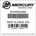 Bar codes for Mercury Marine part number 48-8M0002886