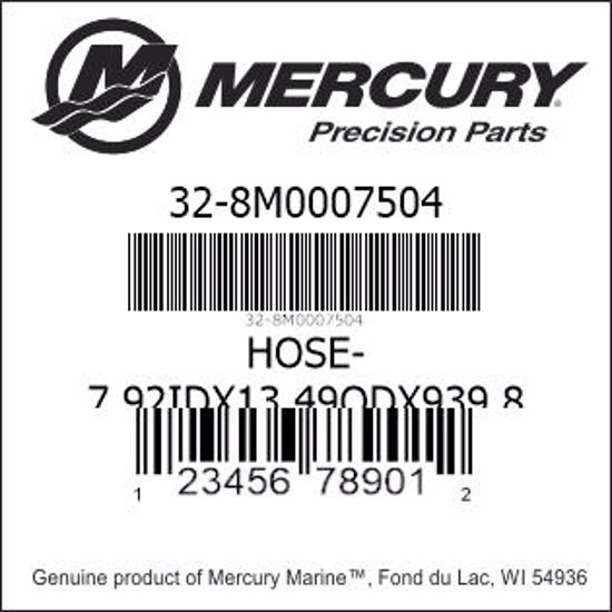 Bar codes for Mercury Marine part number 32-8M0007504