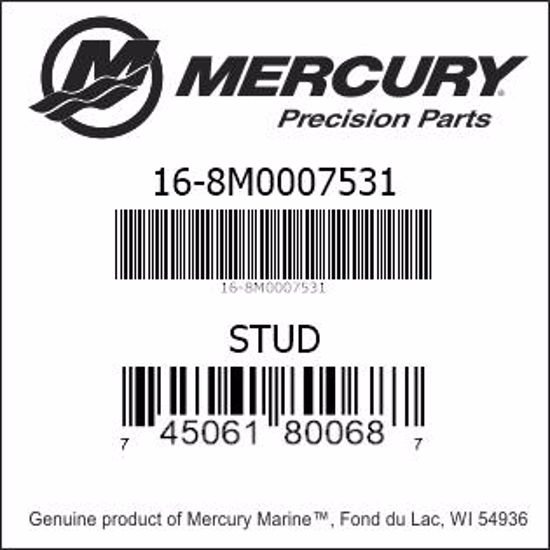 Bar codes for Mercury Marine part number 16-8M0007531