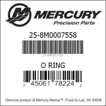 Mercury Marine part number 25-8M0007558 O RING Bar codes for Mercury Marine part number 25-8M0007558