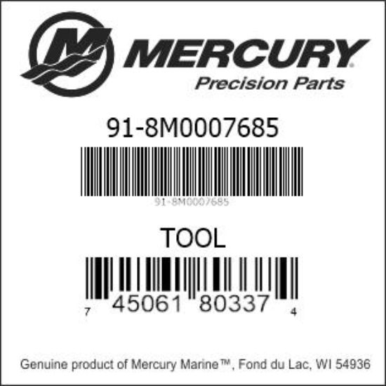 Bar codes for Mercury Marine part number 91-8M0007685
