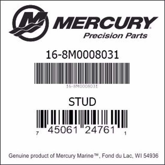 Bar codes for Mercury Marine part number 16-8M0008031