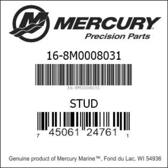 Bar codes for Mercury Marine part number 16-8M0008031