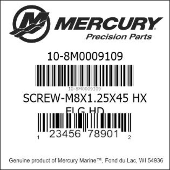 Bar codes for Mercury Marine part number 10-8M0009109