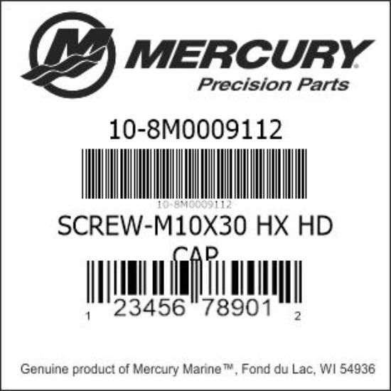 Bar codes for Mercury Marine part number 10-8M0009112