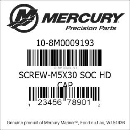 Bar codes for Mercury Marine part number 10-8M0009193