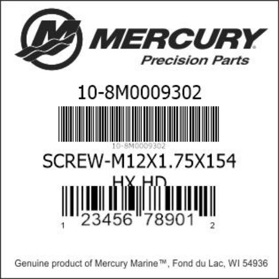 Bar codes for Mercury Marine part number 10-8M0009302