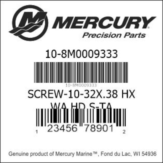 Bar codes for Mercury Marine part number 10-8M0009333