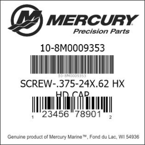 Bar codes for Mercury Marine part number 10-8M0009353