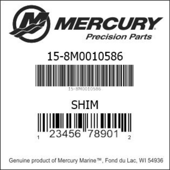 Bar codes for Mercury Marine part number 15-8M0010586