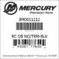 Bar codes for Mercury Marine part number 8M0011212