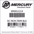 Bar codes for Mercury Marine part number 8M0011214