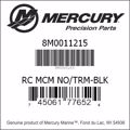 Bar codes for Mercury Marine part number 8M0011215