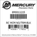 Bar codes for Mercury Marine part number 8M0011215