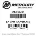 Bar codes for Mercury Marine part number 8M0011215