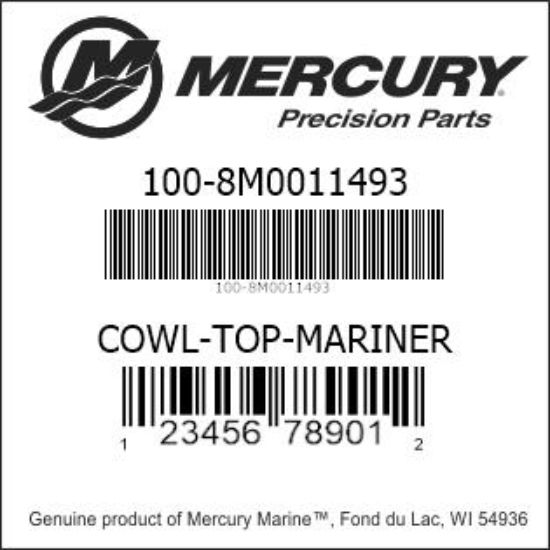 Bar codes for Mercury Marine part number 100-8M0011493