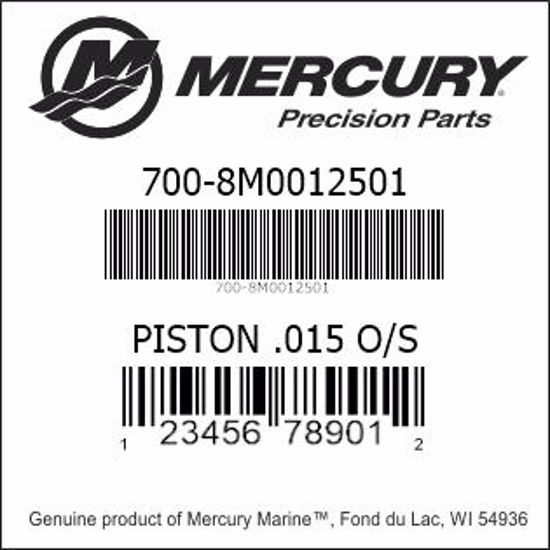 Bar codes for Mercury Marine part number 700-8M0012501