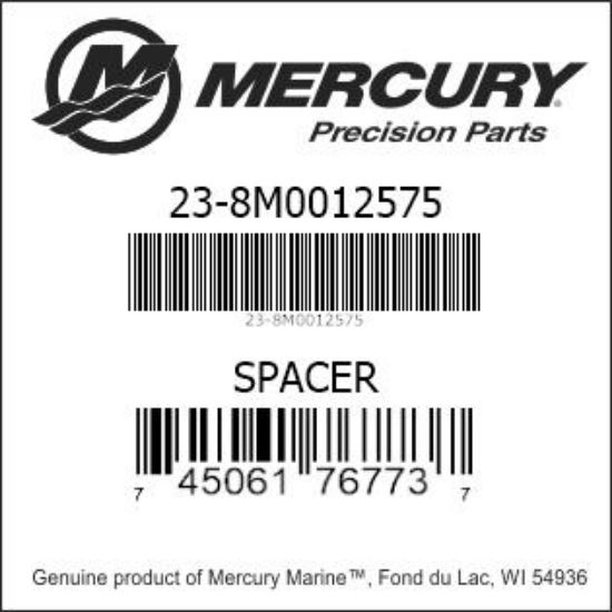 Bar codes for Mercury Marine part number 23-8M0012575