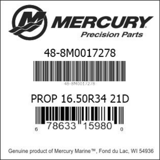 Bar codes for Mercury Marine part number 48-8M0017278