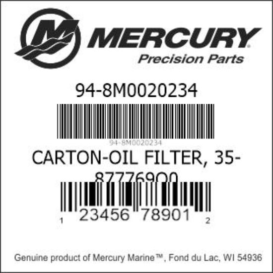 Bar codes for Mercury Marine part number 94-8M0020234