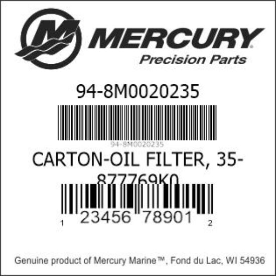 Bar codes for Mercury Marine part number 94-8M0020235