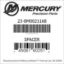 Mercury Marine part number 23-8M0021168 SPACER Bar codes for Mercury Marine part number 23-8M0021168