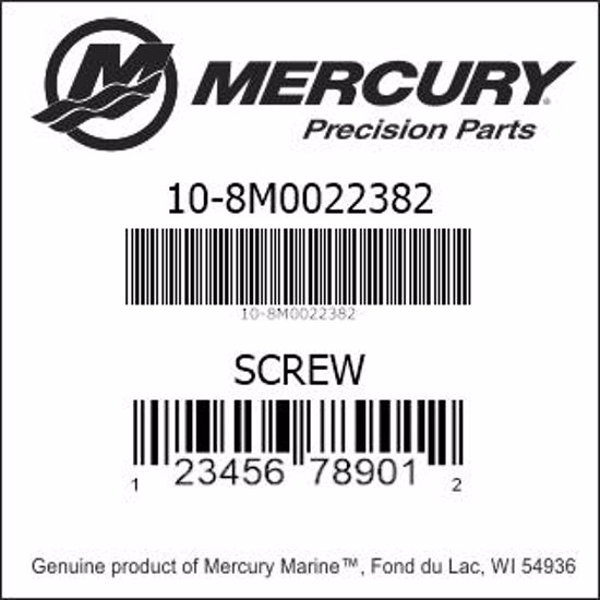 Bar codes for Mercury Marine part number 10-8M0022382