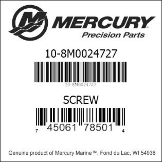 Bar codes for Mercury Marine part number 10-8M0024727