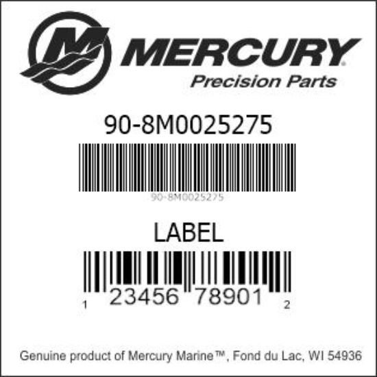 Bar codes for Mercury Marine part number 90-8M0025275
